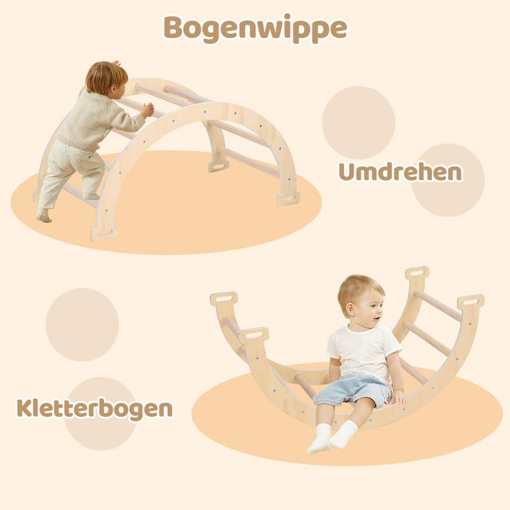 Klettergerüst Indoor, 3-in-1 Klettergerüst mit Bogen/Rutsche/Dreieck, Lernspielzeug für 2-8 Jahre, S
