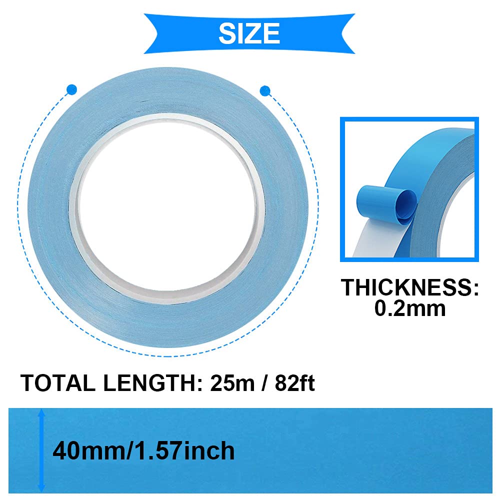 40mm x 25m Wärmeleitfähiges Doppelseitiges Klebeband Wärmeleitklebeband Kühlband für Kühlkörper, LED