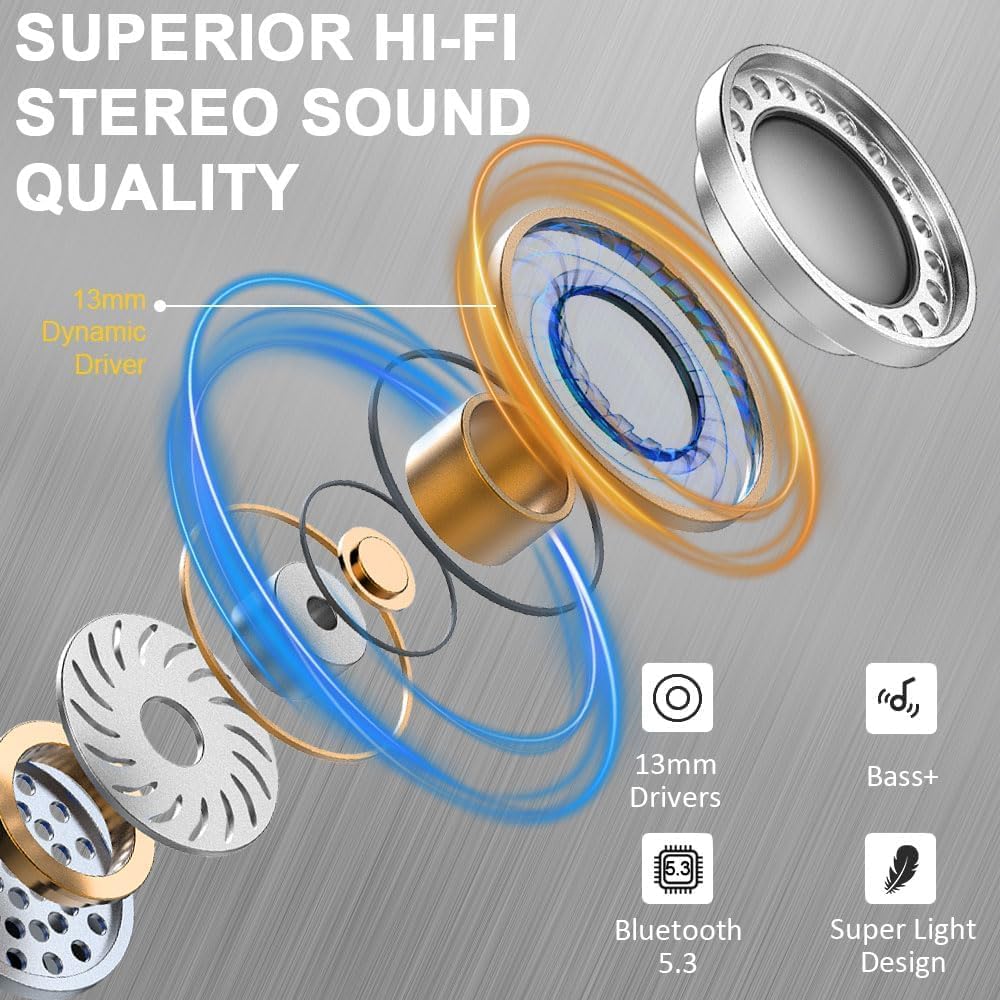 Drsaec Bluetooth 5.4 Kopfhörer, 6D Tiefer Bass In Ear Kopfhörer Kabellos Bluetooth, 2026 Neu Kabello
