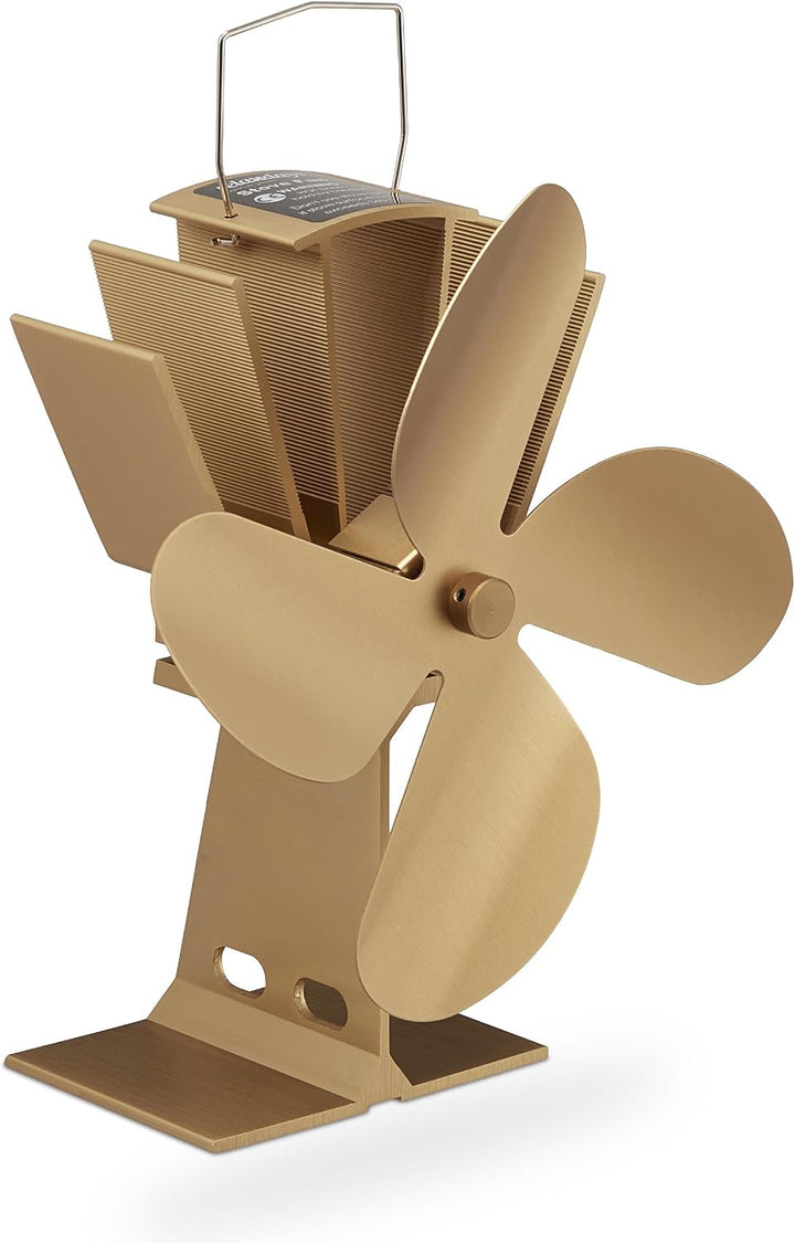 Relaxdays Ofenventilator ohne Strom, geräuscharm, für Kamin & Ofen, hitzebetrieben, 4 Blätter, Kamin