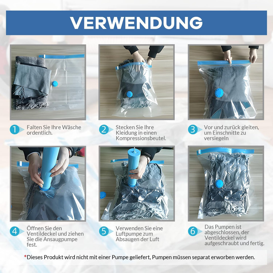 10 STK Vakuumbeutel für Kleidung – Wiederverwendbare Kleidungs Aufbewahrungsbeutel Vakuumbeutel, mit