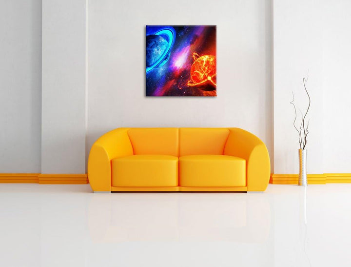 Ausgleich im Weltall, Format: 70x70 auf Leinwand, XXL riesige Bilder fertig gerahmt mit Keilrahmen,