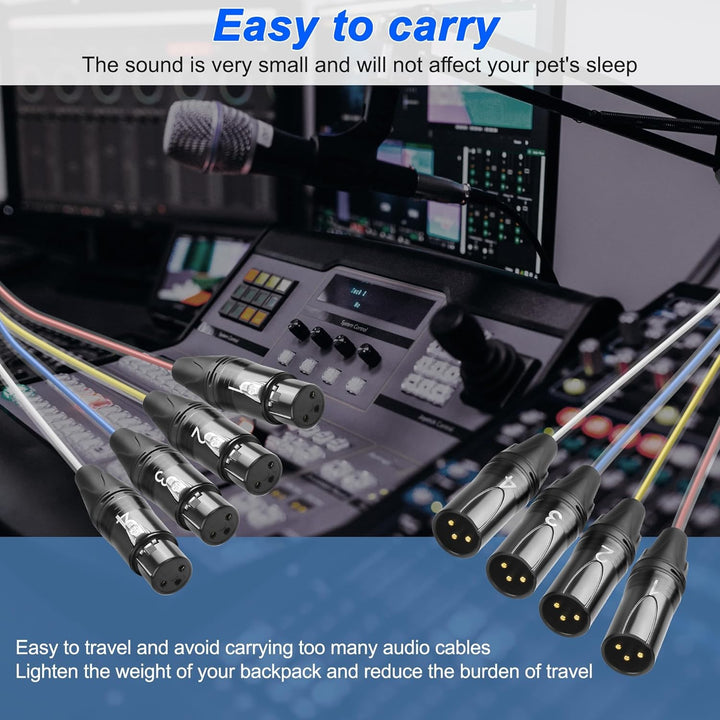 XMSJSIY 4-Kanal XLR Audio Schlange 3-Pin XLR Männlich zu Weiblich Splitter Mikrofon Aufnahme Farbcod