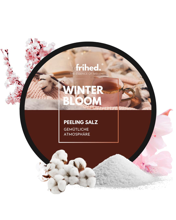 frihed.® Saunasalz Winter Blossom - Hochwertiges Peelingsalz mit Baumwoll Duft - Ideal nach Sauna, D