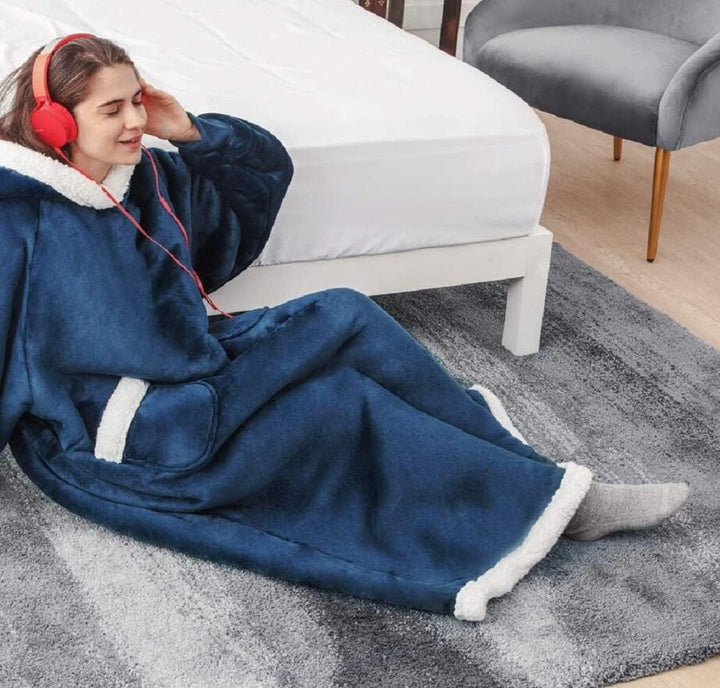 Sacebeleu Kuscheldecke mit Ärmeln,Oversized Weich Decke Hoodie Sweatshirt,Sherpa Kapuzenpullover für