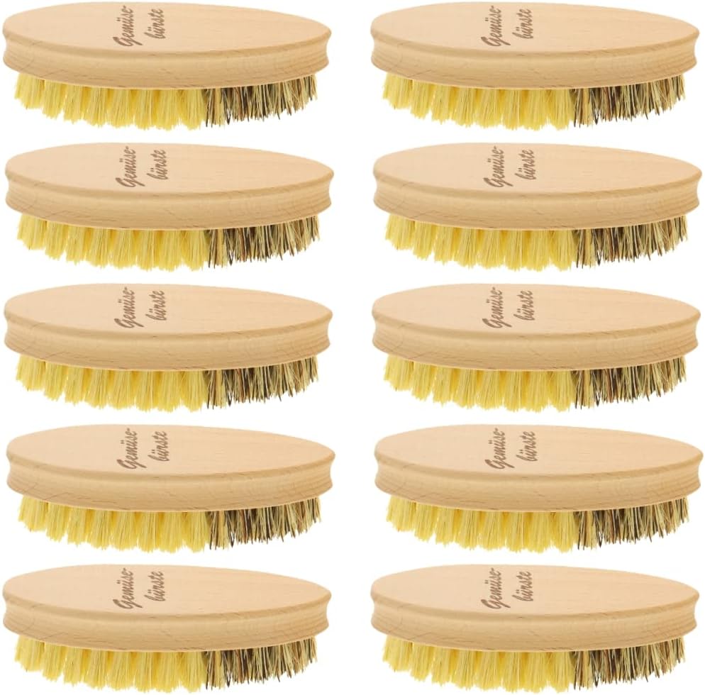 10x HOFMEISTER® Gemüsebürste, 13,5 cm, hochwertige Naturborsten in 2 Härtegraden: echt Union und Fib