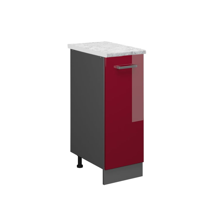 Vicco Unterschrank für die Küche R-Line, Bordeaux Hochglanz/Anthrazit, 30 cm AP Marmor Bordeaux Hoch