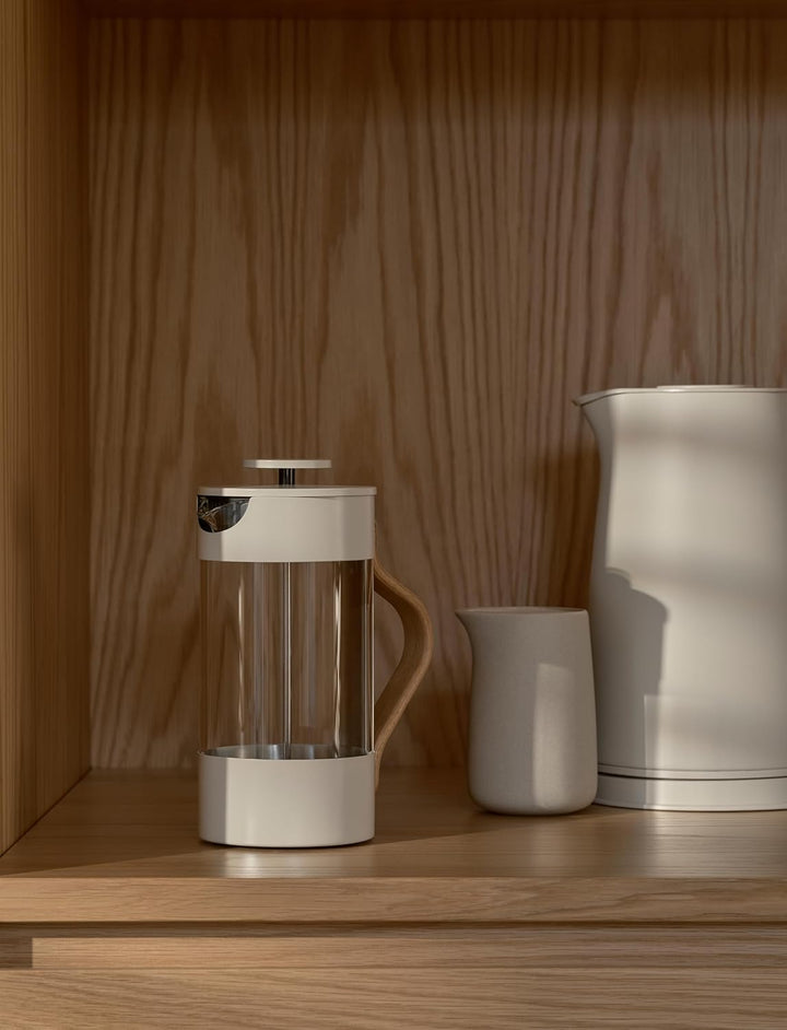 Stelton Emma French Press Kaffeebereiter, Skandinavisch Design, lackierter Stahl & Buchenholz Griff,