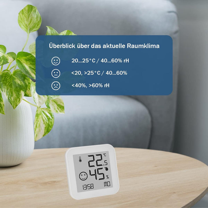 TFA Dostmann Hygrometer digital Black & White, 30.5054.02, Luftfeuchtemessgerät, E-Ink, gut ablesbar