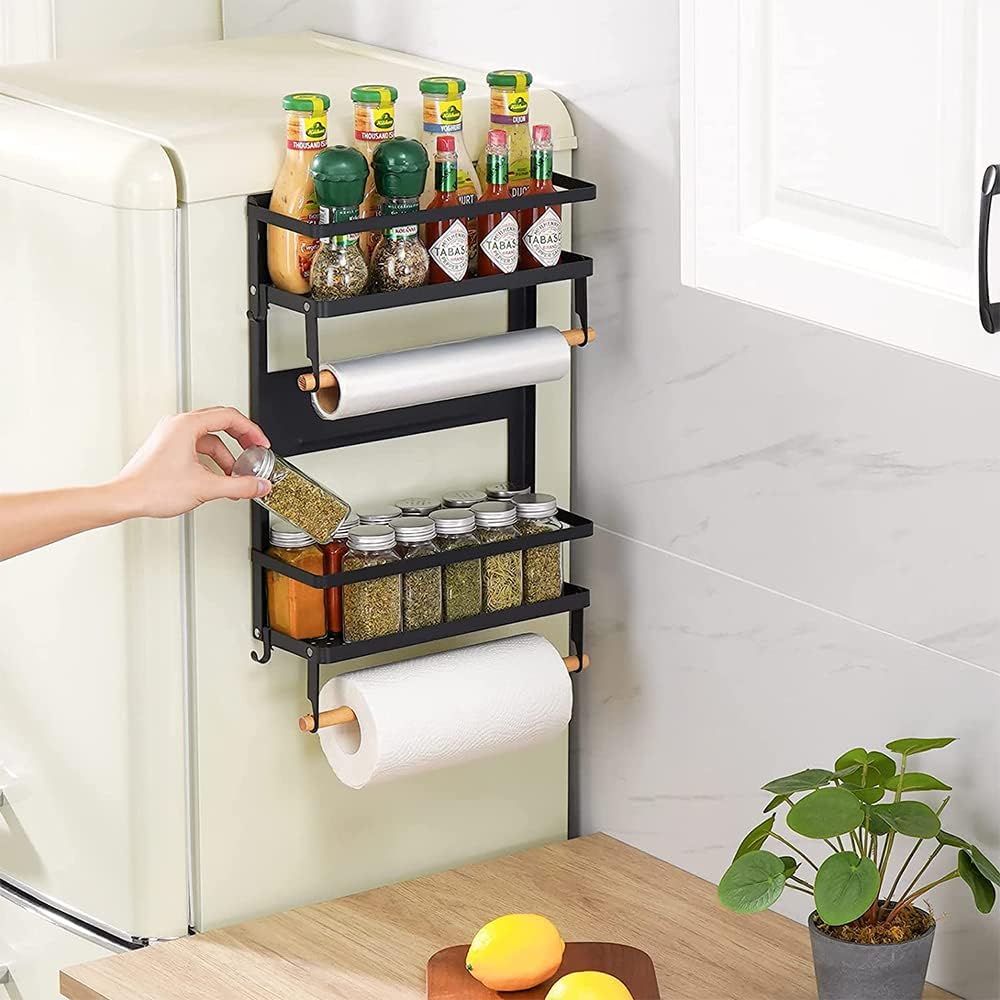 HUOLE Magnetisches Gewürzregal für Kühlschrank, Küchenregal Ohne Bohren aus Edelstahl, Magnetisches