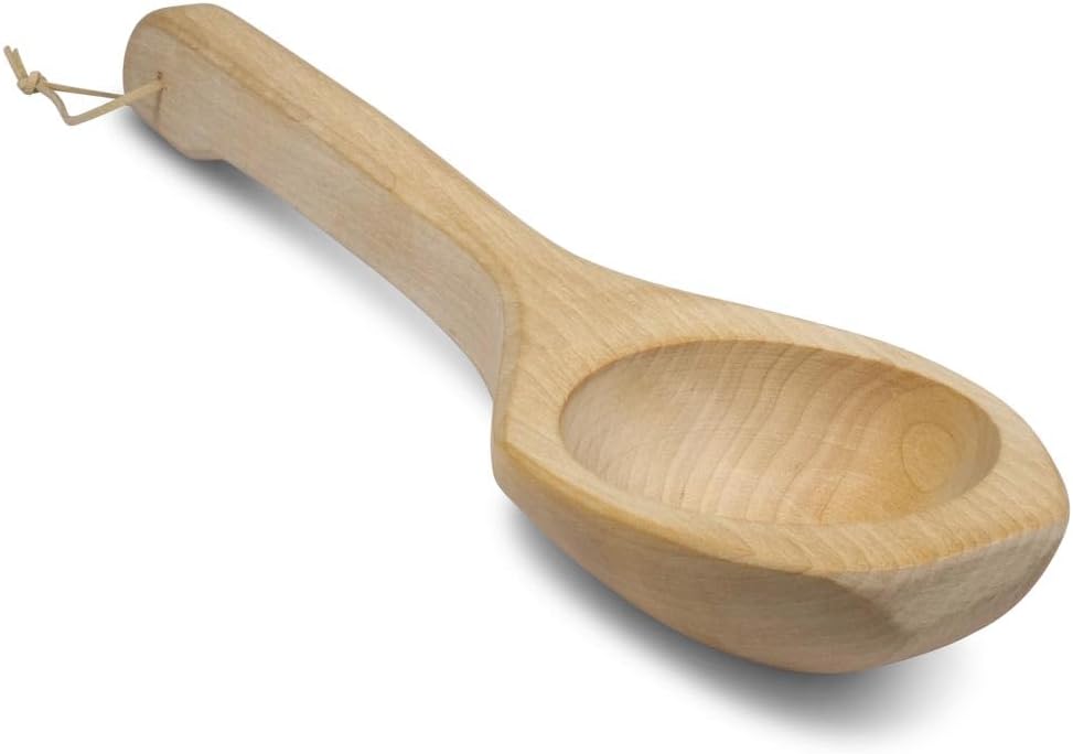 Sauna Kelle Birke 40 cm – traditionelle Saunakelle aus hellem Birkenholz, sauber gehobelt und geschl