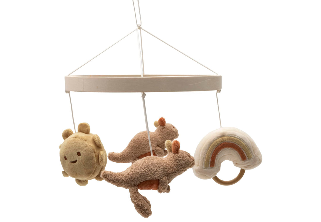 Jollein Mobile Baby – Kangaroots – Holzring mit Stofffiguren – Kängurus, Sonne &amp; Regenbogen – Baby M