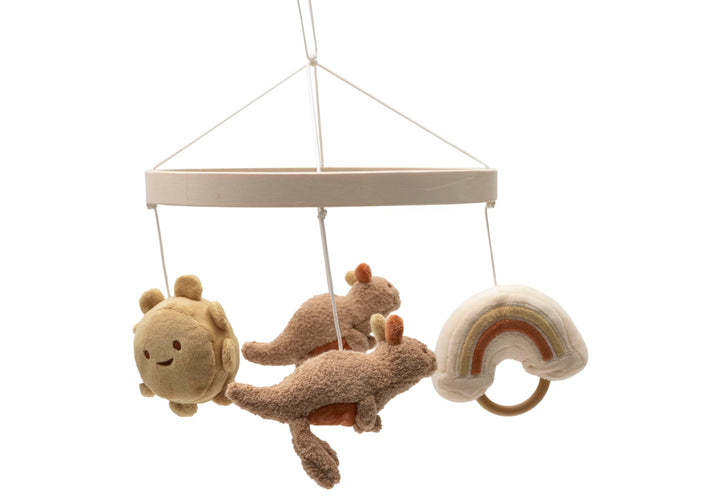 Jollein Mobile Baby – Kangaroots – Holzring mit Stofffiguren – Kängurus, Sonne &amp; Regenbogen – Baby M