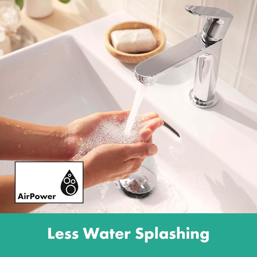 hansgrohe Rebris S - Waschtischarmatur ohne Ablauf, energiesparend (CoolStart), Wasserhahn Bad mit A