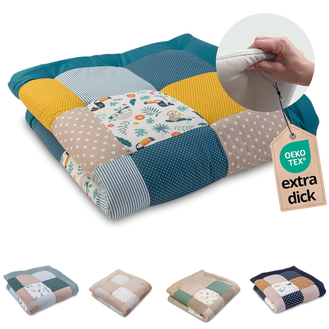 ULLENBOOM ® Baby Krabbeldecke 120x120 cm gepolstert Dschungel (Made in EU) - Krabbeldecke für Baby m