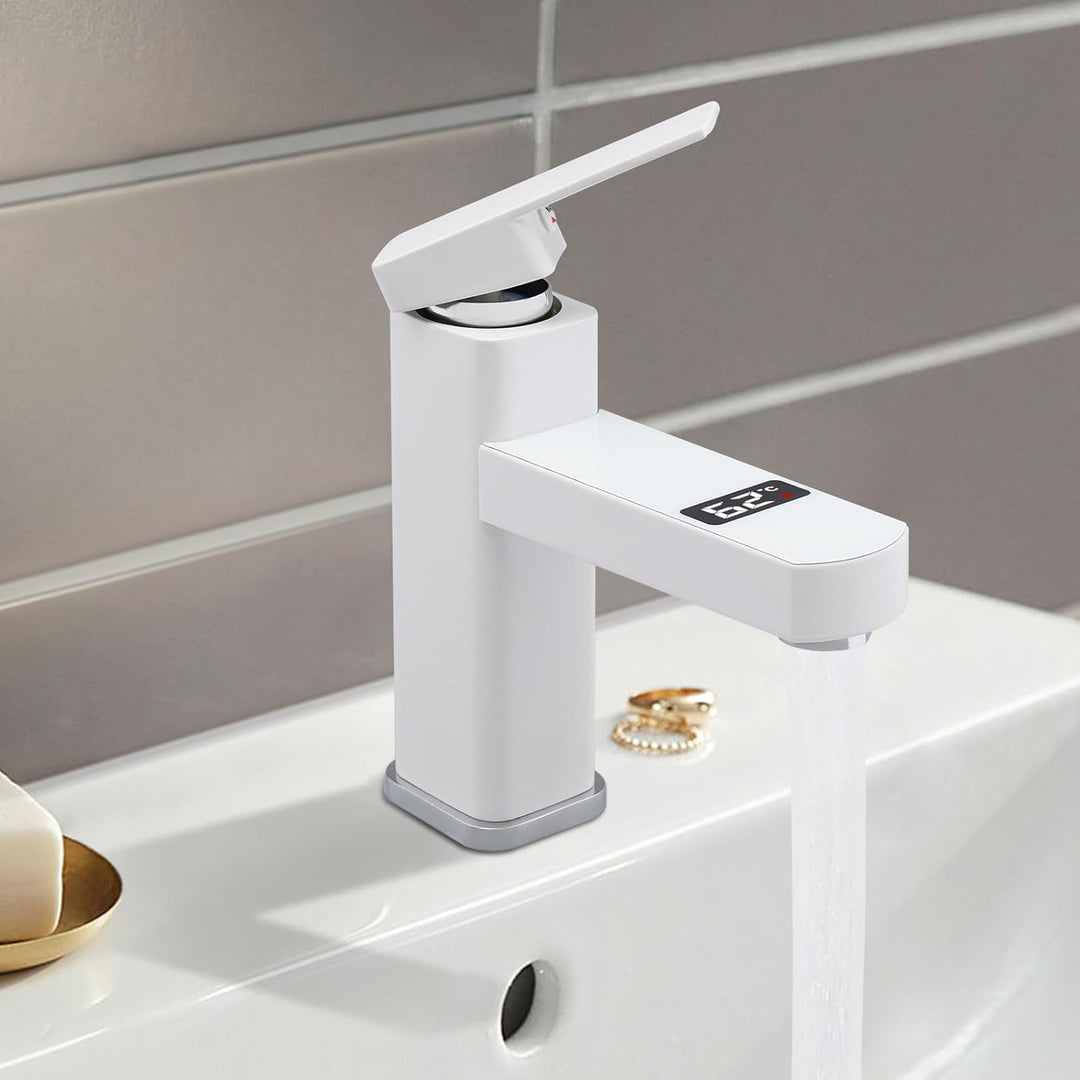 Waschbecken Armaturen, Waschbeckenarmatur G1/2 mit 2 Schläuche, Mischbatterie Waschbecken mit Digita