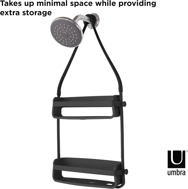 Umbra Flex Duschablage, Duschregal, Duschcaddy, Duschdiener, Schwarz Schwarz Duschablage mit 2 Fäche