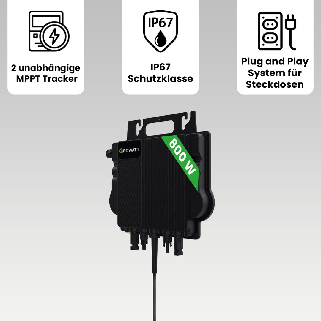 Wechselrichter 800 Watt für Balkonkraftwerk Growatt NEO800M-X (Leistung drosselbar) Wechselrichter N