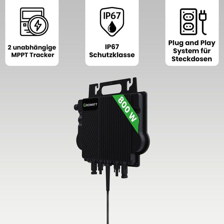 Wechselrichter 800 Watt für Balkonkraftwerk Growatt NEO800M-X (Leistung drosselbar) Wechselrichter N