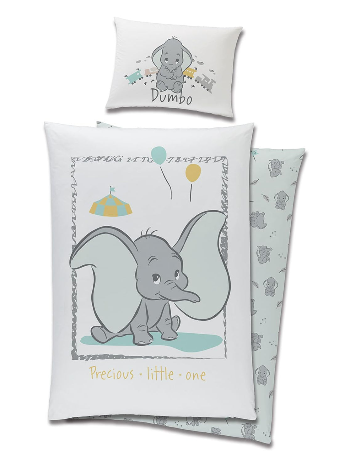 Carbotex Babybettwäsche Wendebettwäsche Disney Dumbo 100x135 cm + 40x60 cm 100% Baumwolle in Grün
