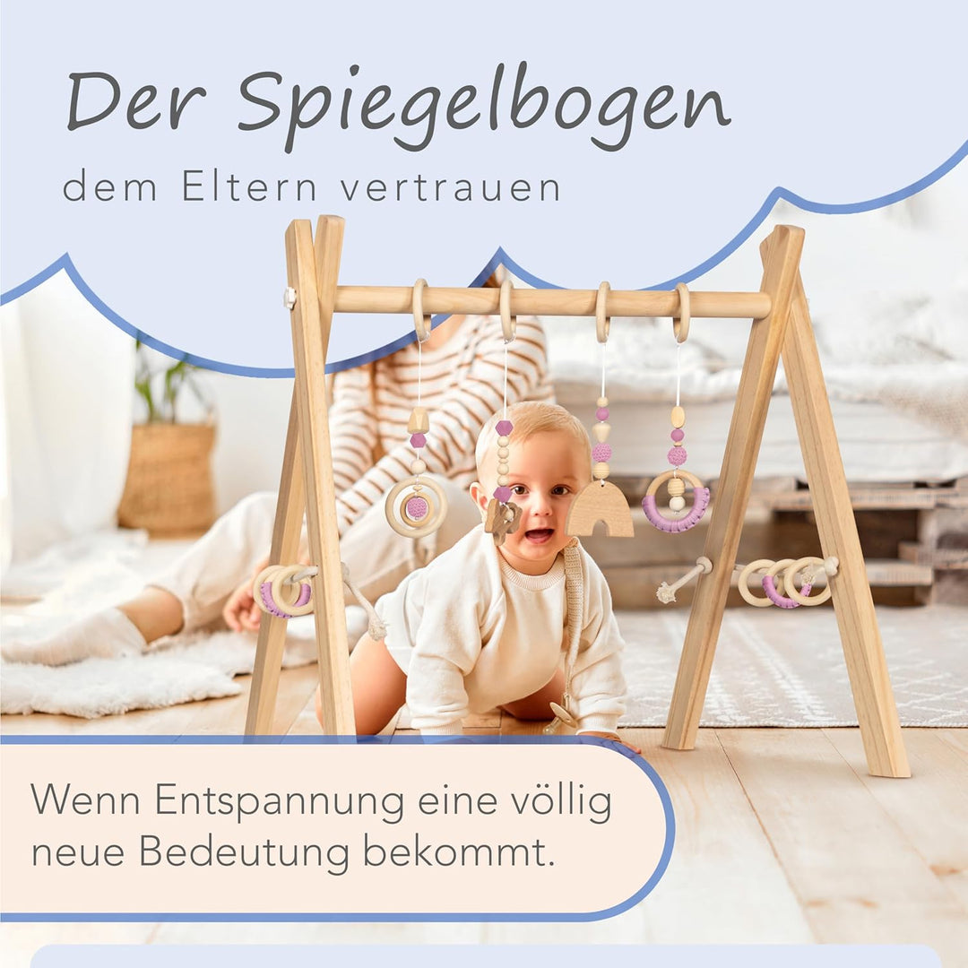 Spielbogen Baby aus Holz für Mädchen - Schadstofffreis Spieltrapez Baby Spielzeug ab 0 Monaten für W