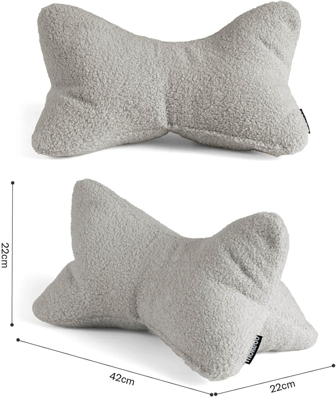 mokebo 'Der Leseknochen' Lesekissen aus weichen Bouclé-Stoff, ergonomisches Nackenkissen aus gemütli