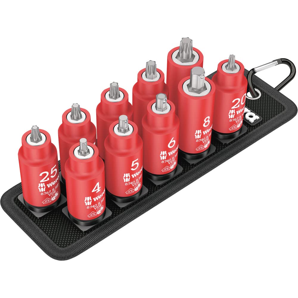 Wera 05004930001 Belt B VDE 1, VDE-isolierter Bitnuss-Satz, TORX®/Sechskant, mit Haltefunktion, 3/8"