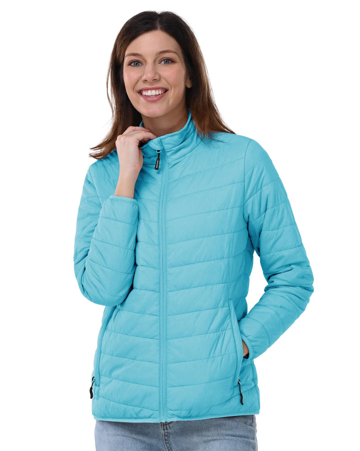 Outdoor Ventures Damen Steppjacke Leichte Warme Packbare Übergangsjacke Puffer Jacke für Frauen Gefü