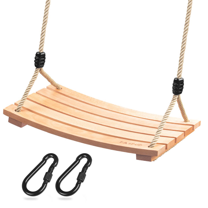 Holzschaukel Outdoor für Erwachsene Kinder, Schaukelsitz Holz mit Verstellbarem Hanfseil Schaukel Ho