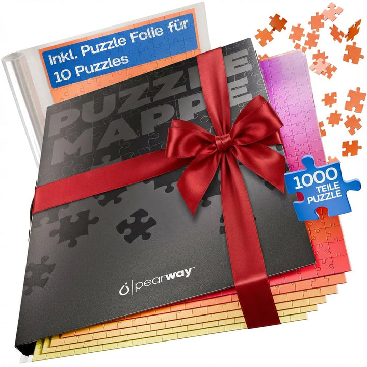 pearway - Stabile Puzzle Mappe [INKL. 5m Puzzlefolie] für Puzzles bis 1000 Teile - das perfekte Zube