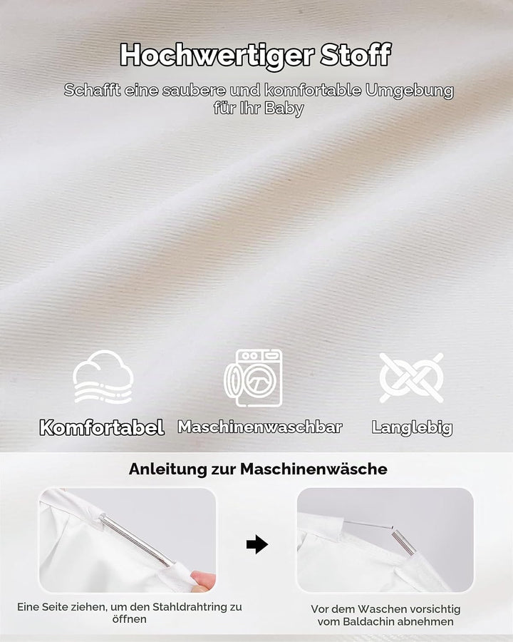Mallify Moskitonetz Betthimmel mit Sternenlichtern, atmungsaktiv &amp; waschbar Doppelte Lage Babybett B