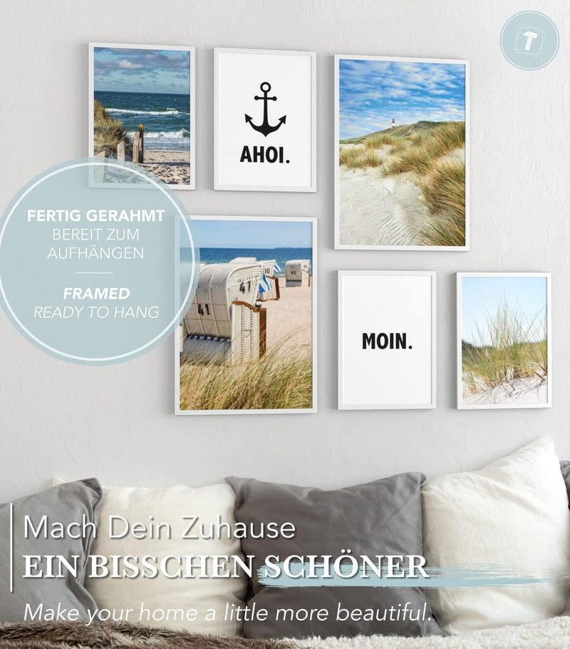 Papierschmiede® Mood Poster Set Moin, Gerahmte Bilder (Rahmen: Material und Farbe wählbar), Wohnzimm