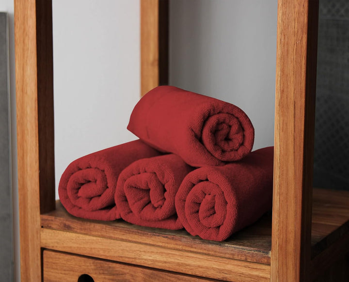 BANANALU 4er Set Handtücher 100% Baumwolle 50x100 Qualität 450g/m2, Bordeauxrot, Bossa Nova 18-1547