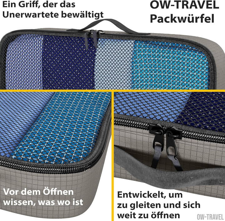 OW-Travel Einfach zu Organisierende Packtaschen für Koffer Medium Kleiderlagerung mit Reisewürfeln e