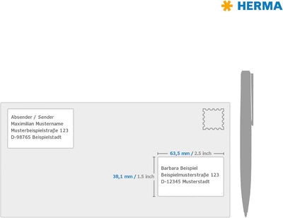 HERMA 10301 Universal Etiketten ablösbar, 100 Blatt, 63,5 x 38,1 mm, 21 Stück pro A4 Bogen, 2100 Auf