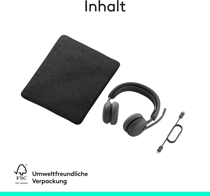 Logitech Zone Wireless 2 ES – kabelloses Headset mit Geräuschunterdrückung, adaptiver Hybrid-ANC, Bl