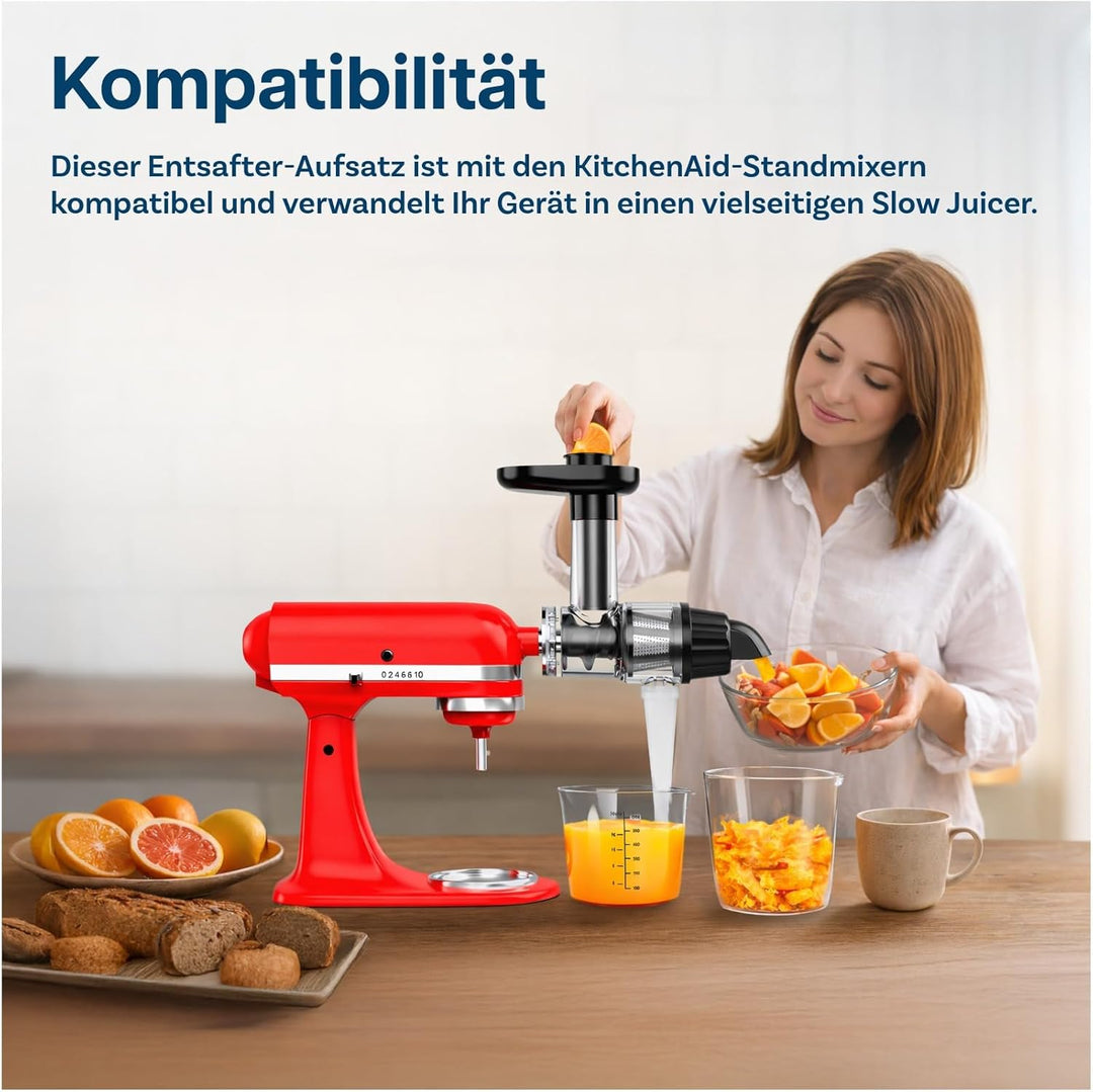 Entsafter Aufsatz für KitchenAid Standmixer von MMOBIEL – Slow Juicer Kaltentsafter & Frucht- und Ge