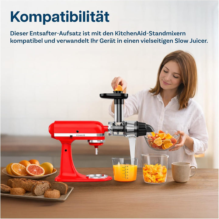 Entsafter Aufsatz für KitchenAid Standmixer von MMOBIEL – Slow Juicer Kaltentsafter & Frucht- und Ge