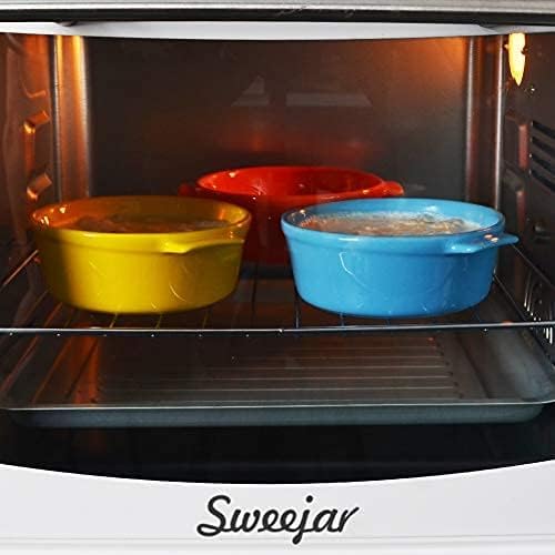 Sweejar Home Lot de 6 ramequins ronds en céramique à double poignée pour la cuisson, 283,5 g pour pu