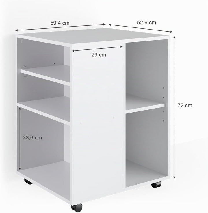 Vicco Rollcontainer, Weiss, 59.4 x 52.6 cm | flexibel einsetzbar mit Rollen für mobile Nutzung, Weis