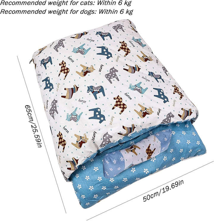 Katzenschlafsack 65 x 50 cm warmes Katzenbett für den Winter Katzensackbett mit Kissen abnehmbar was