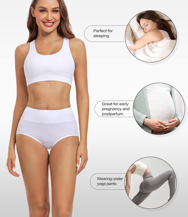 wirarpa Damen Unterhosen Baumwolle Unterwäsche Hohe Taille Slips Hoher Taillenslip für Frauen 5er Pa