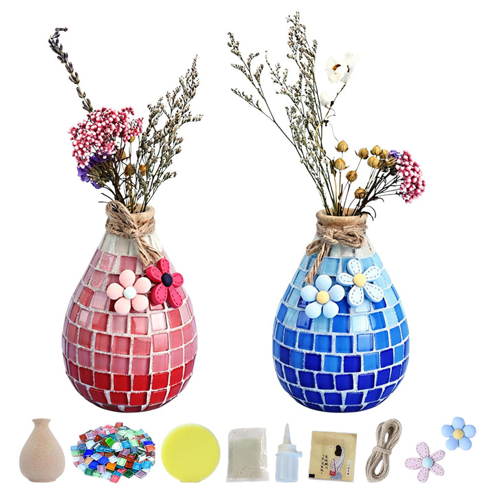 VETOLAKA 2 Stück Mosaik Bastelset, Glasmosaik Kerzenhalter Kit, Mosaiksteine zum Basteln, Basteln Kl