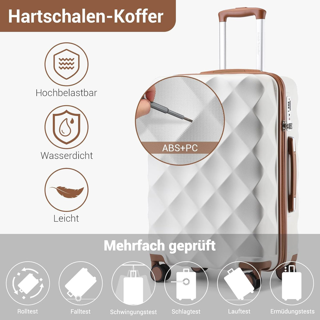British Traveller Hartschalenkoffer Gross 74.5 x 49 x 30.5 cm, Reisekoffer aus ABS + PC mit TSA-Schl