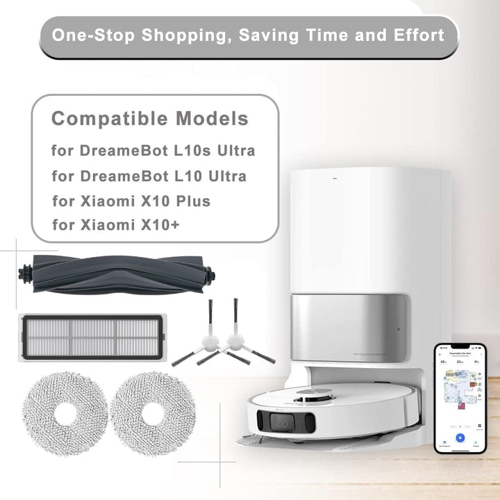 AiLomey Zubehör für Dreame L10s Ultra/ L10 Ultra, Ersatzteile für Xiaomi X10+, 1 Hauptbürste, 4 Filt
