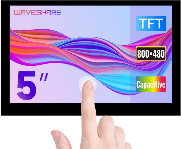 Waveshare 5inch Capacitive 5-Points Touch Display Compatible with Raspberry Pi, Support 800×480 Reso