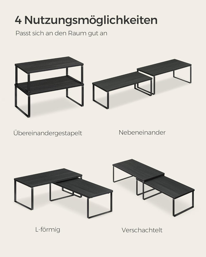 SONGMICS Gewürzregal, 2er Set Küchen-Organizer, Küchenregal, Schrank-Organizer Küche, erweiterbar, k