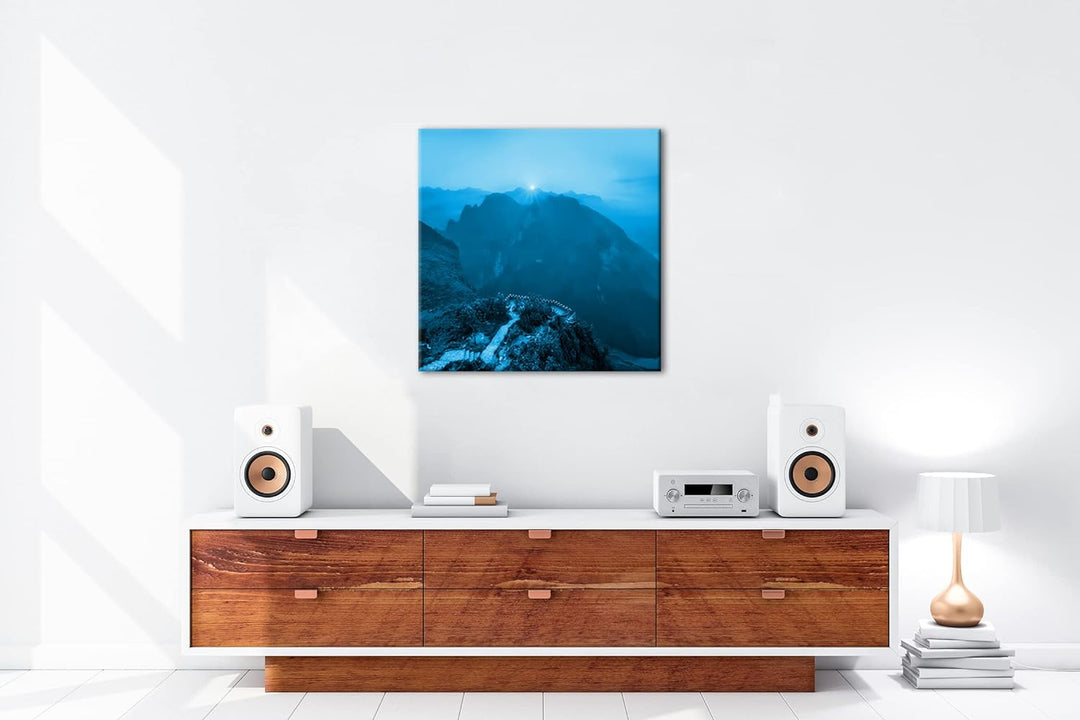 Fluss in den Bergen Vietnams Format: 60x60 Effekt: Monocrome Blau als Leinwand, Motiv fertig gerahmt