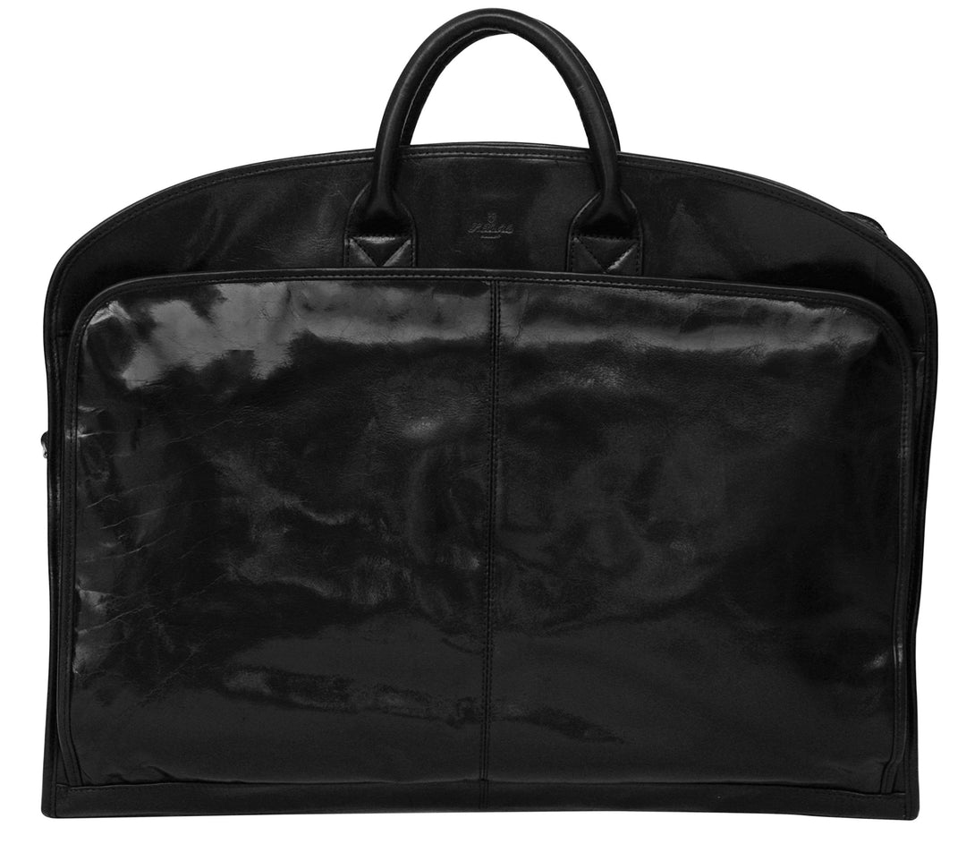 S Babila - Kleidersack aus weichem Vollleder - Kleidertasche für Reisen - Schwarz, Schwarz