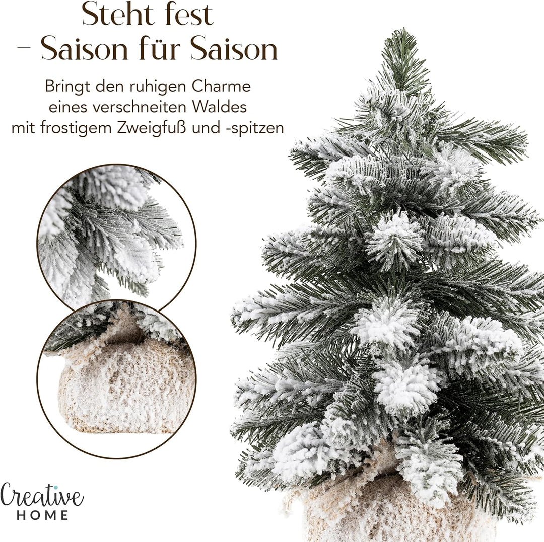 Creative Home Künstlicher Weihnachtsbaum mit Schnee | Tannenbaum Künstlich im Jutesack | 30 cm | Dek